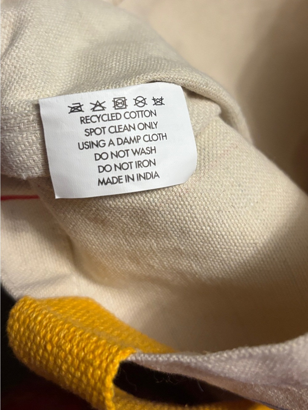 Canvas 'Teach Love Inspire' Apple Tote Bag with Yellow Straps - Picture 4 of 4